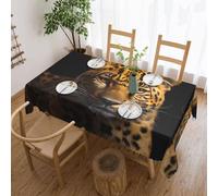 yefan The deep-eyed leopard Tablecloth, suitable for kitchens and dining rooms, 137 inches x 183 cm, seats 4-6 people.