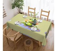 yefan The funny frog doing yoga Tablecloth, suitable for kitchens and dining rooms, 137 inches x 183 cm, seats 4-6 people.