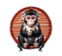 yefan The Silent Monkey 8in Decorative Plate with Stand, Suitable for Studies, Offices, entryways, etc.