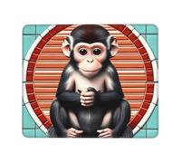 yefan The Silent Monkey Square Mouse Pad With Stitched Edges And Non-Slip Rubber Base For Office Laptops, &7.9 X 9.5 In.