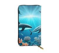 yefan Whales Under the sea Wallet, with Zipper, Large Capacity, can Hold 12 Cards.