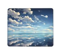 yefan White Clouds Over The Sea Square Mouse Pad With Stitched Edges And Non-Slip Rubber Base For Office Laptops, &10 X 12 Inch.