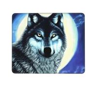 yefan wolf under moon 8.3 x 10.3 in Mouse pad, non-slip rubber base with stitched edges, suitable for laptops.