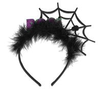 yefiuo Halloween Headbands for Women and Girls Festival Hair Accessories Non Slip Halloween Party Decorations Black Plush Spider Web Flash Letters Cute Fashion Headband 1 Pcs Universal Size