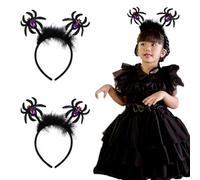 yefiuo Halloween Headbands for Women and Girls Festival Hair Accessories Non Slip Halloween Party Decorations Black Plush Glossy Spider Cute Fashion Headband 2 Pcs Universal Size