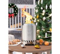 YEFU Tabletop Fire Pit 7.5 x 5.5 in, Low Smoke Camping Stove for Outdoor & Patio, Fueled by Pellets or Wood, Safe Burning Table Top Firepit, with Travel Bag & 2 Mini Sticks & Fireproof Mat, Silver