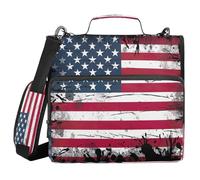 YEGAME American Flag Waterproof Zipper Binder with Shoulder Strap, 3-Ring Trapper Keeper with Lay-Flat Design and Multiple Compartments for School & Office, Adults & Kids