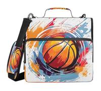 YEGAME Basketball Waterproof Zipper Binder with Shoulder Strap, 3-Ring Trapper Keeper with Lay-Flat Design and Multiple Compartments for School & Office, Adults & Kids