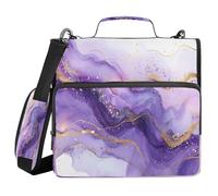 YEGAME Purple Marble Waterproof Zipper Binder with Shoulder Strap, 3-Ring Trapper Keeper with Lay-Flat Design and Multiple Compartments for School & Office, Adults & Kids