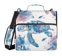 YEGAME Sea Turtle Waterproof Zipper Binder with Shoulder Strap, 3-Ring Trapper Keeper with Lay-Flat Design and Multiple Compartments for School & Office, Adults & Kids