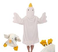 YeGang Big White Goose Wearable Blanket - Couples Hoodie Onesie Thick Coral Fleece Giant Sleeping Bag Cosplay Costume Cozy Sleep Dress Winter Warm Pajamas Sleepwear (White,Medium)
