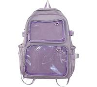 YeGang Ita Bag with Clear Windows for Women Teens- Kawaii JK Pin Display Backpack Cute Aesthetic Large School Bag Casual Daypack Heavy Duty Bookbag Anime Cosplay Gifts (Purple)