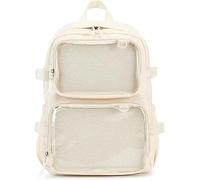YeGang Ita Bag with Clear Windows for Women Teens- Kawaii JK Pin Display Backpack Cute Aesthetic Large School Bag Casual Daypack Heavy Duty Bookbag Anime Cosplay Gifts (White)