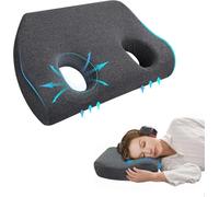 YeGang Pillow with Ear Hole for Sleeping - Ear Piercing Pillows for Side Sleepers Memory Foam Pillow for Ear Pain for Sleeping with Earplugs Headphones (Dark Grey)