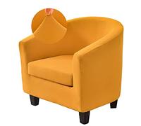 YeGang Tub Chair Cover 2 Piece Solid Color Armchair Slipcovers with Seat Cover High Stretch Removable Washable Bucket Chair Covers Furniture Protector for Club Bar Office Reception (Gold)