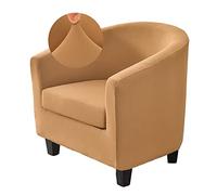 YeGang Tub Chair Cover 2 Piece Solid Color Armchair Slipcovers with Seat Cover High Stretch Removable Washable Bucket Chair Covers Furniture Protector for Club Bar Office Reception (Camel)