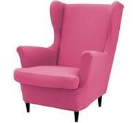 YeGang Wingback Chair Covers 2 Piece Stretch Wing Chair Slipcover, Solid Color Washable Spandex Fabric Sofa Cover Furniture Protector for Armchair Chairs Hotel Living Room Bedroom (Red)