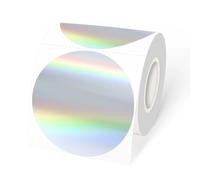 YEGAWEN 3" Holographic Direct Thermal Label Stickers, Round Printable Rainbow Glitter Thermal Printer Sticker Labels for Gift Wrapping, Self-Adhesive DIY Custom Logo Design- Holographic Silver