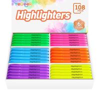 YEGEER Highlighters, Chisel Tip Dry-Quickly Highlighter Markers, 108 Count-6 Assorted Colors Highlighters Bulk Pack for Adult Kids, Office Classroom Must Have, School Supplies for Teachers