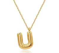 YeGieonr Gold Initial Necklaces for Women, Bubble Letter Pendant Necklace,Tarnish Free Stainless Steel Gold Necklace with Initials, Yellow Gold, No Gemstone