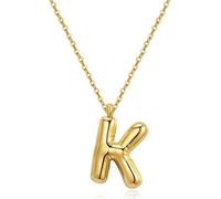 YeGieonr Gold Initial Necklaces for Women, Bubble Letter Pendant Necklace,Tarnish Free Stainless Steel Gold Necklace with Initials, Yellow Gold, No Gemstone