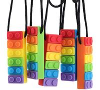 Yeglg 5 Pcs Sensory Chew Necklace, Sensory Toys Chew Necklace for Autism Children,or Babies 3 Months and Above, Non-Toxic Chew Sensory Necklace for Kids Teething,Autistic,Anxiety