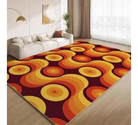 YEGRFJIS 70s 80s Art Print Washable Rugs, Retro Geometric Abstract Orange Brown Rug, for Living Room Bedroom, Soft Non Slip Low Pile Runner Rugs for Hallway Kitchen Dining Room(120x160cm/Multicolor)