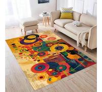YEGRFJIS Abstract Geometric Rug 45x120cm Non-Slip Washable Colourful Circles Pattern Carpet Living Room Bedroom Short Pile Faux Cashmere Modern Floor Mat Vibrant Artistic