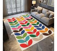 YEGRFJIS Colorful Leaf Pattern Runner Rug Washable Non-Slip 180x260cm, Eclectic Spring Botanical Area Rug for Kitchen Hallway, Soft Faux Cashmere Short Pile, Farmhouse Decor