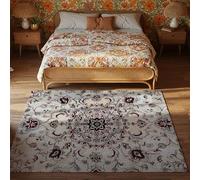 YEGRFJIS Medallion Area Rug, Cream Red Blue Rug, Floral Polyester Imitation Cashmere, Non-slip, Washable Short-Pile Fabric, Suitable for Living Rooms, Bedrooms, And Hallways(40x110cm)