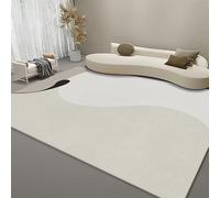 YEGRFJIS Modern Abstract Area Rug 80x250cm Non-Slip Washable Imitation Cashmere Short Pile Carpet for Living Room Bedroom, Cream Beige Grey Wave Design Floor Mat