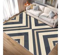 YEGRFJIS Modern Geometric Rug, Washable Rug Short Plush For Living Room, Herringbone Chevron Patterned Indoor Carpet, Decor For Home, Bedroom, Soft Non Slip Thin Design150x220cm/Blue