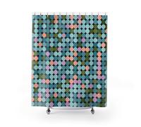 YEGRFJIS Multi Colour Geometric Shower Curtain Waterproof Washable, 190x255cm(WxL), Teal Blue Green Pink Purple Dots Bath Curtain With Hooks, Modern Bathroom Decor, Moisture Proof Bathtub Curtain