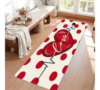 YEGRFJIS Valentine's Day Red Heart & White Polka Dot Rug with Love Hearts, Soft, Machine Washable, Non-Slip for Living Room, Hallway, Kitchen, Bedroom (120x120cm/carpet)