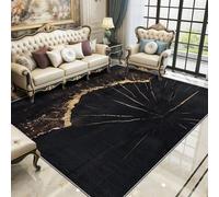 YEGRFJIS Washable Tree Trunk Look Vintage Unique Rustic Rug for Living Room, 110x290cm, Simple Short Pile Non-Slip Easy-Care Rugs for Teen Rooms and Bedrooms, Black and Gold