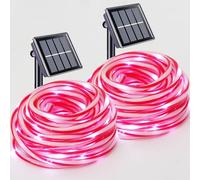 YEGUO Solar Christmas Lights, 2 Pack Each 33ft 100 LED Solar Rope Lights Outdoor Waterproof, White Solar String Lights in Red Candy Tube