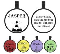 YEHANTI Dog Tag Silent Silicon Dog Tag, ID Tag for Dog Cat Puppy Kitten Doggy Kitty Personalised Dog Tags for Pets Engraved Dog ID Tag Custom Dog Name Tag with Seaside Pattern Designs
