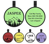 YEHANTI Dog Tag Silent Silicon Dog Tag, ID Tag for Dog Cat Puppy Kitten Doggy Kitty Personalised Dog Tags for Pets Engraved Dog ID Tag Custom Dog Name Tag with Mountain Pattern Designs