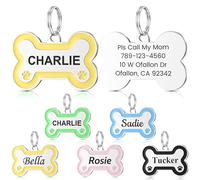 YEHANTI Dog Tags for Pets Engraved Personalised Pet ID Tags for Dogs and Cats - Vibrant Stainless Steel Dog Name Tags - Custom Dog id Tags for Collar with 4 Lines Text Engraved on Back (Yellow)