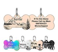 YEHANTI Personalized ID Tags for Dogs and Cats, Anti-Lost Dog Tags Cat Tags for Pets Engraved with Unique Pattern Designs, Stylish and Dourble Stainless Steel Pet Name Tag for Puppy Kitten, Bone