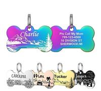 YEHANTI Personalized ID Tags for Dogs and Cats, Anti-Lost Dog Tags Cat Tags for Pets Engraved with Unique Pattern Designs, Stylish and Dourble Stainless Steel Pet Name Tag for Puppy Kitten, Bone