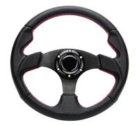 YEHICY 320mm 12.5'' Car Racing Sport Steering Wheel PVC Leather Flat Drift Universal Game Pc Steering Wheel with Red Stitch and Horn Button