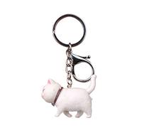 YEHJDSMD 1pcs Fashion Cute Cartoon Cat Pendant Key Rings Kitten Cat Key Chain Shake Head Car Bag Charm Keychains omen Men Creative Keyrings Couple Gift Accessories (white), S