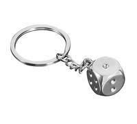 YEHJDSMD Dice Key Chain Metal Personality Dice Model Alloy Keychain 3D Silver Dice Charm Pendant Keychain Gift Stainless Steel Good Luck Car Key Ring