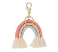YEHJDSMD Handmade Pendant Cotton Cartoon Rainbow Decoration Bohemian Tassel Bag Pendant Handwoven Rainbow Keychain Bag Pendant Car Key Pendant Metal Keyring Men Women Boy Girl-Colorful