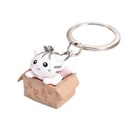 YEHJDSMD Lovely Cartoon Cat Key Rings Chains Pendant Creative Ask For Support Cat Keychain for Kids Girls Cute Kitten Car Key Ring Trinkets Bag Purse Charm Jewelry Accessories Gifts (white), S