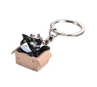 YEHJDSMD Lovely Cartoon Cat Key Rings Chains Pendant Creative Ask For Support Cat Keychain for Kids Girls Cute Kitten Car Key Ring Trinkets Bag Purse Charm Jewelry Accessories Gifts (black), S
