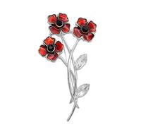 YEHJDSMD Poppy Flowers Brooch Enamel Red Lapel Badge Pin Crystal Rhinestone Flower Remembrance Day Gift for Veteran's