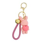 YEHJDSMD Resin Rabbit with a Bell Keychain Cartoon Knitting Wool Bunny Holding Heart Pendant Car Handbag Animal Keyring Key Chain Gift for Women Teens Girls Kids Backpack Purse - Pink, S