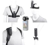 YEHOLDING 10 Pieces Action Camera Accessories Suitable for Insta360 X6/X5/X4/X3/Ace Pro,Chest Strap,Head Mount, Wrist Strap, Quick Clip Mount and Lens cap protector, Compatible with GoPro Hero,Black